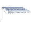 vidaXL Toldo autom&aacute;tico LED e sensor de vento 300x250 cm azul e branco