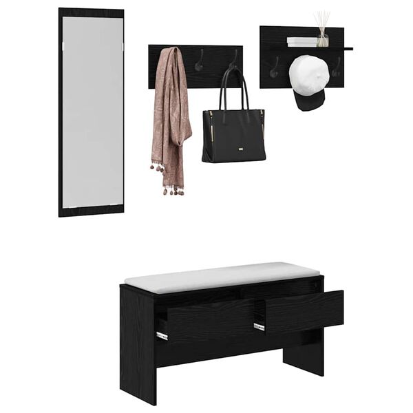 vidaXL Conjunto de m&oacute;veis de corredor com gaveta 4 pcs Carvalho Preto