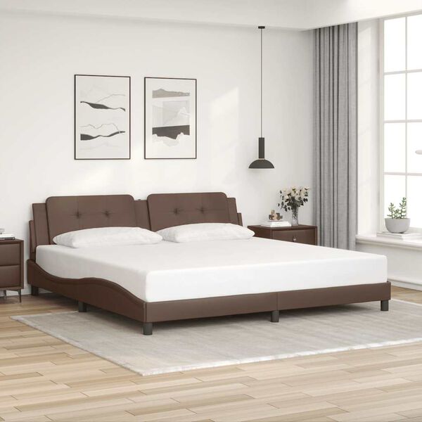 vidaXL Estrutura de cama sem colch&atilde;o Zadar 200x200cm couro artificial castanho