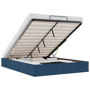 vidaXL Estrutura de cama otomana sem colch&atilde;o 140x190 cm tecido azul