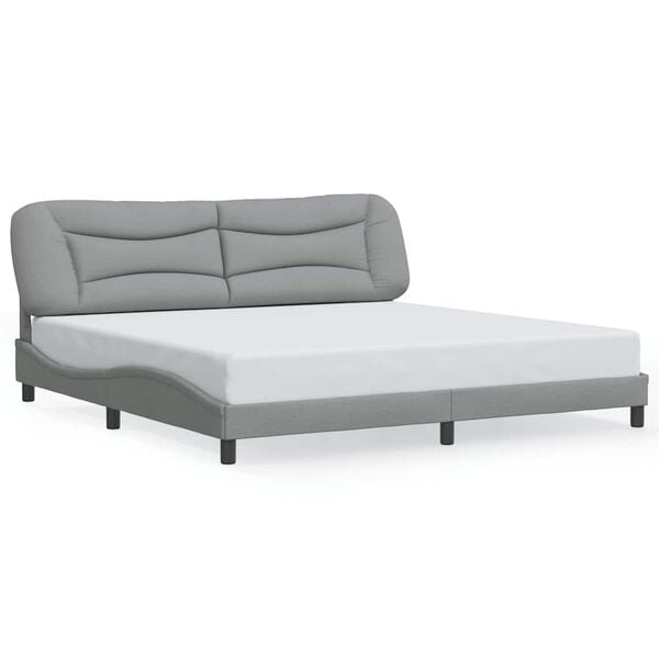 vidaXL Estrutura de cama sem colch&atilde;o Hvar 200x200 cm tecido cinzento-claro