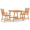 vidaXL 3 pcs conjunto de jantar para jardim madeira de ac&aacute;cia maci&ccedil;a