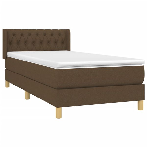 vidaXL Cama com molas/colch&atilde;o 90x200 cm tecido castanho-escuro