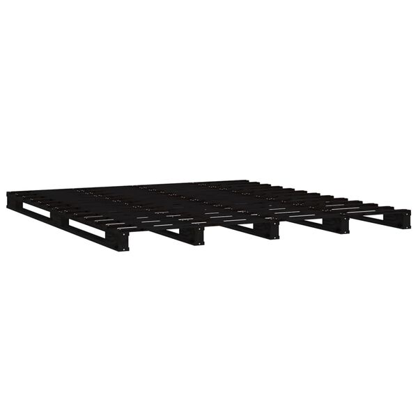 vidaXL Cama de paletes super king 180x200 cm pinho maci&ccedil;o preto