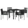 vidaXL Conjunto de Jantar para Jardim 5 pcs Preto Rattan de PE
