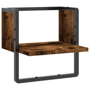 vidaXL Prateleira de parede com barra 30x25x30 cm carvalho fumado