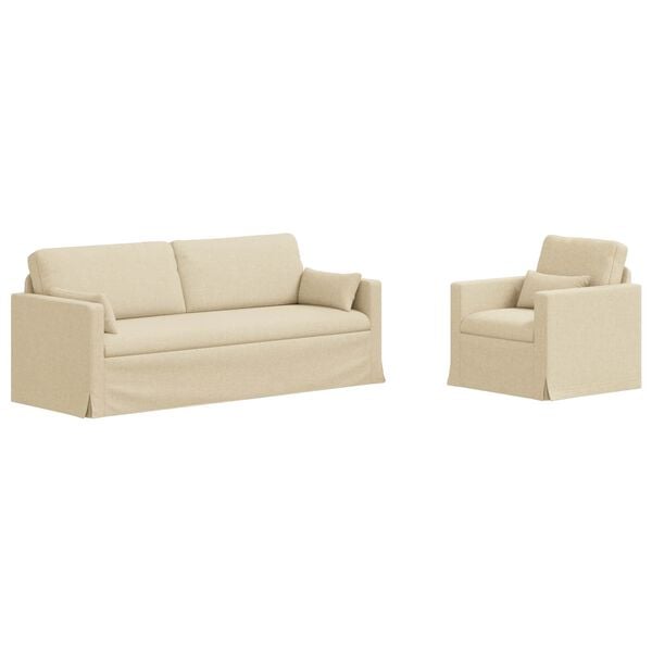 vidaXL Sof&aacute; 2 pcs Creme Dimens&otilde;es gerais: 198 x 78 x 80 cm (L x P x A)