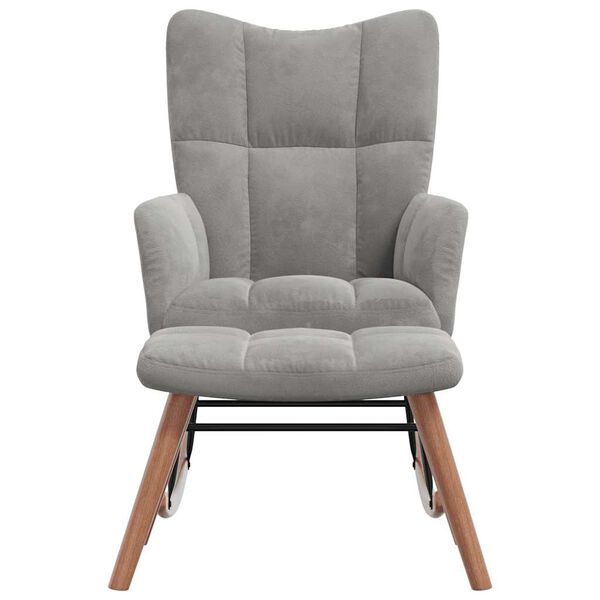 vidaXL Cadeira de baloi&ccedil;ar com banco veludo cinzento-claro