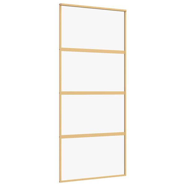 vidaXL Porta deslizante 90x205 cm vidro ESG/alum&iacute;nio dourado