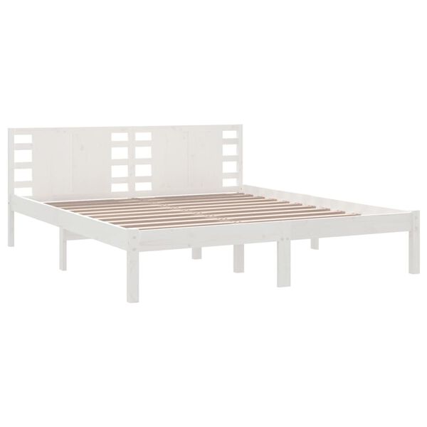 vidaXL Estrutura de cama super king pinho maci&ccedil;o 180x200 cm branco