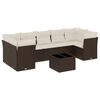 vidaXL 8 pcs conjunto sof&aacute;s de jardim c/ almofad&otilde;es vime PE castanho