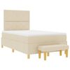 vidaXL Cama Box com colch&atilde;o com cabeceira Creme 120 x 190 cm tecido