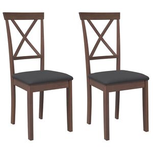 vidaXL Cadeiras de jantar com almofad&otilde;es 2 pcs madeira maci&ccedil;a castanho