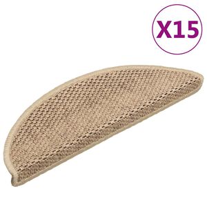 vidaXL Tapetes escada adesivos aspeto sisal 15 pcs 56x17x3cm cor areia