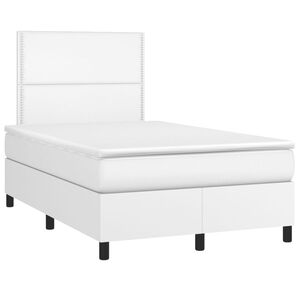 vidaXL Cama boxspring com colch&atilde;o 120x190 cm couro artificial branco