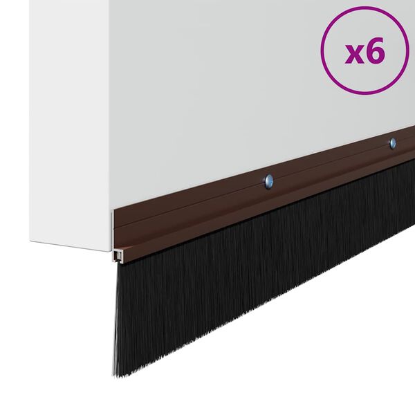 vidaXL Selos de Escovas para Porta com Parafuso 6 pcs Castanho 100 cm