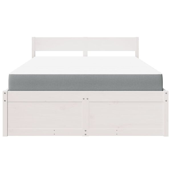 vidaXL Cama com gavetas e colch&atilde;o 120x200 cm pinho maci&ccedil;o branco