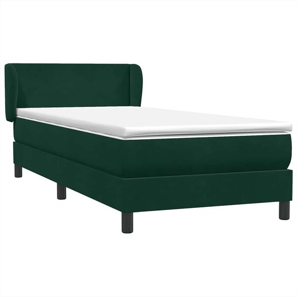vidaXL Cama com molas/colch&atilde;o verde-escuro 80x220 cm veludo