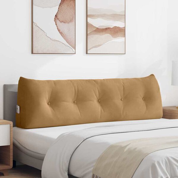 vidaXL Travesseiro para Costas Castanho 160 x 24 x 50 cm Veludo