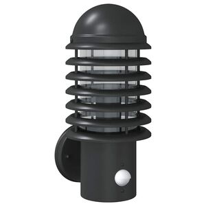 vidaXL Candeeiro de parede p/ exterior com sensor a&ccedil;o inoxid&aacute;vel preto