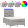 vidaXL Cama box spring c/ colch&atilde;o e LED 120x200 cm tecido cinza-claro