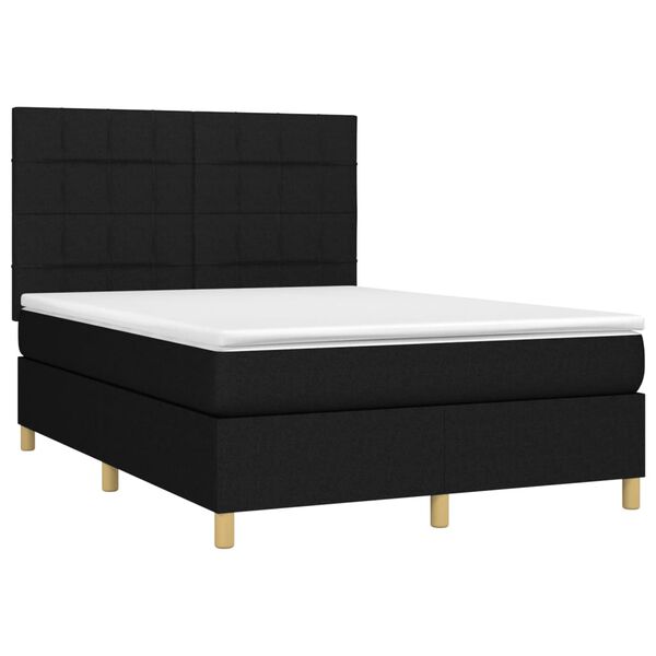 vidaXL Cama com molas/colch&atilde;o 140x190 cm tecido preto