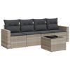 vidaXL 5 pcs conj. sof&aacute;s jardim c/ almofad&otilde;es vime PE cinzento-claro