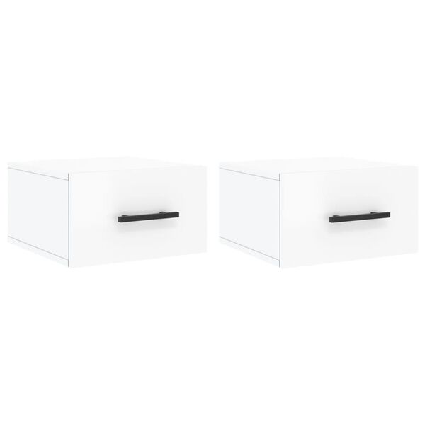 vidaXL Mesas de cabeceira parede 2 pcs 35x35x20 cm branco brilhante