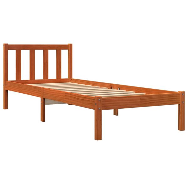 vidaXL Cama sem colch&atilde;o 90x190 cm madeira de pinho maci&ccedil;a castanho-mel