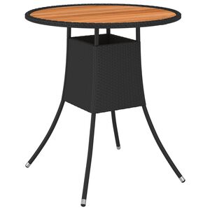 vidaXL Mesa de jantar p/ jardim &Oslash; 70 cm vime PE e ac&aacute;cia maci&ccedil;a preto
