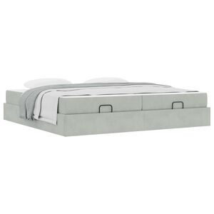 vidaXL Estrutura de cama com colch&atilde;o 2 pcs Cinzento-claro Veludo