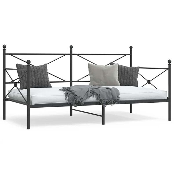 vidaXL Cama de Dia sem Colch&atilde;o 100x190 cm a&ccedil;o preto