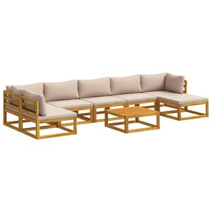 vidaXL Conjunto de Sof&aacute;s 8 unid. Natural Madeira S&oacute;lida de Ac&aacute;cia