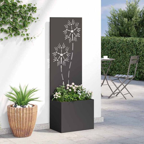 vidaXL Tela de Privacidade para Jardim Floral Preto 50 x 140 cm