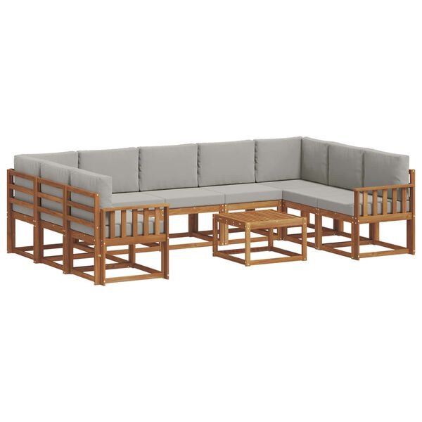 vidaXL Conjunto de Sof&aacute;s para Exterior 10 pcs Cinza Natural e Claro