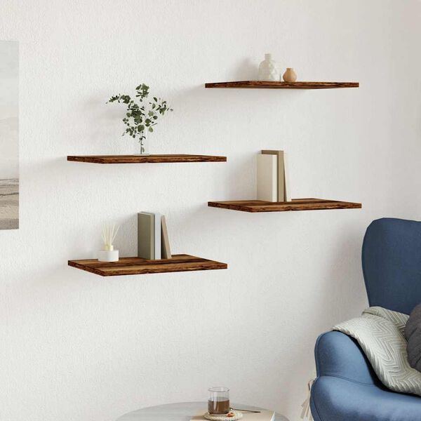 vidaXL Prateleiras p/ estante 4 pcs derivados de madeira madeira velha