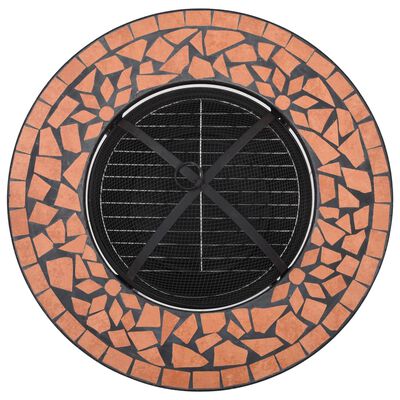 vidaXL Mesa braseira em mosaico 68 cm cerâmica terracota