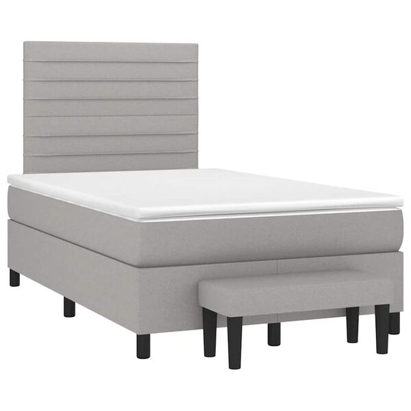vidaXL Cama boxspring com colch&atilde;o 120x190 cm tecido cinzento-claro