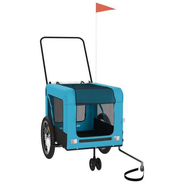 vidaXL Reboque de bicicleta p/ animais tecido oxford/ferro azul/preto