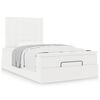 vidaXL Estrutura de cama otomana com colch&atilde;o branco couro falso