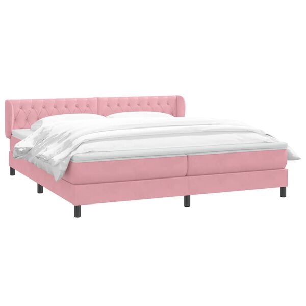 vidaXL Cama com molas colch&otilde;es 200x210 cm veludo rosa