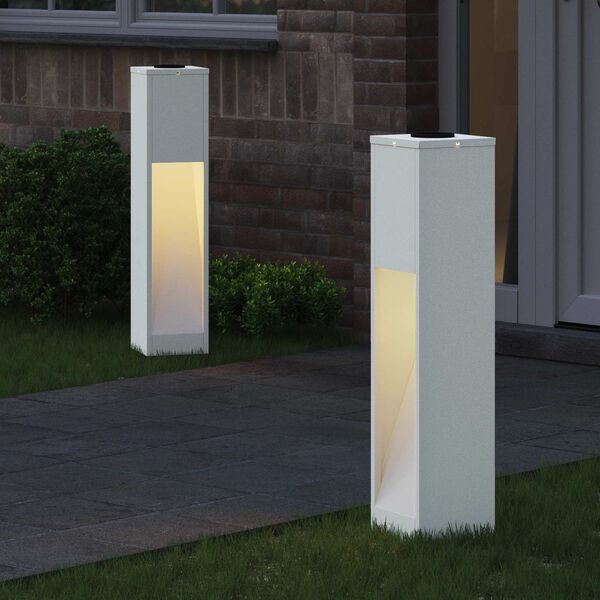 vidaXL Luz Solar LED de Caminho 2 pcs Branco A&ccedil;o Laminado a Frio