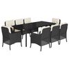 vidaXL 9 pcs conjunto de jantar p/ jardim c/ almofad&otilde;es vime PE preto