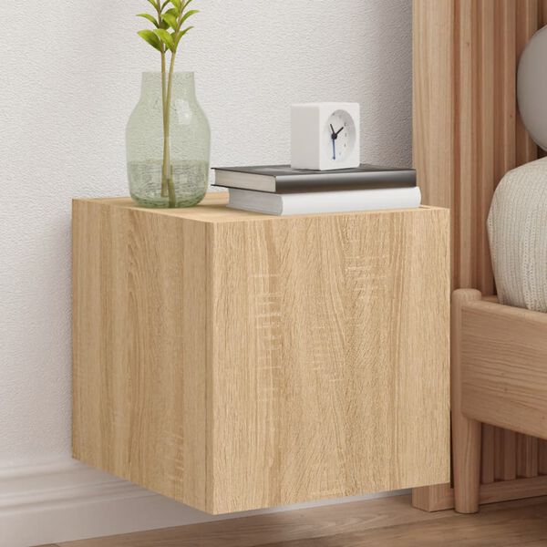 vidaXL Móvel de parede p/ TV c/ luzes LED 30,5x35x30cm carvalho sonoma