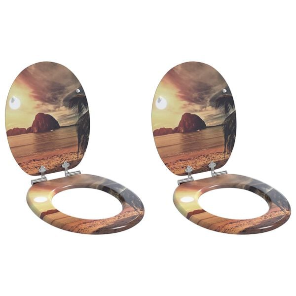 vidaXL Assento de Vaso Sanit&aacute;rio 2 pcs Laranja 44 x 38 cm Placa de MDF