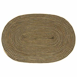 vidaXL Tapete de &Aacute;rea Natural e Preto 122 x 183 cm Juta