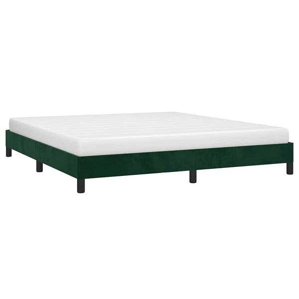 vidaXL Estrutura de cama sem colch&atilde;o 180x200 cm veludo verde-escuro