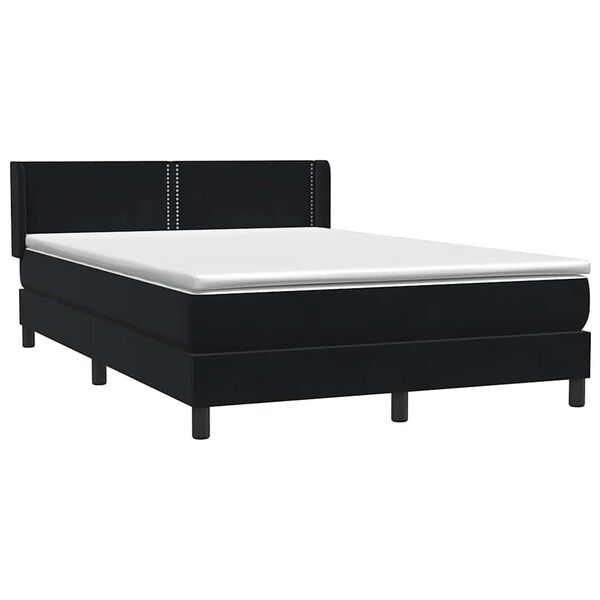 vidaXL Cama com molas/colch&atilde;o 160x210 cm veludo preto