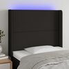 vidaXL Cabeceira de cama c/ luzes LED tecido 93x16x118/128 cm preto