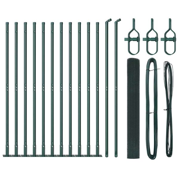 vidaXL Poste de Cerca Verde 25 x 1,2 m (malha de 25 x 25 mm) A&ccedil;o e PVC